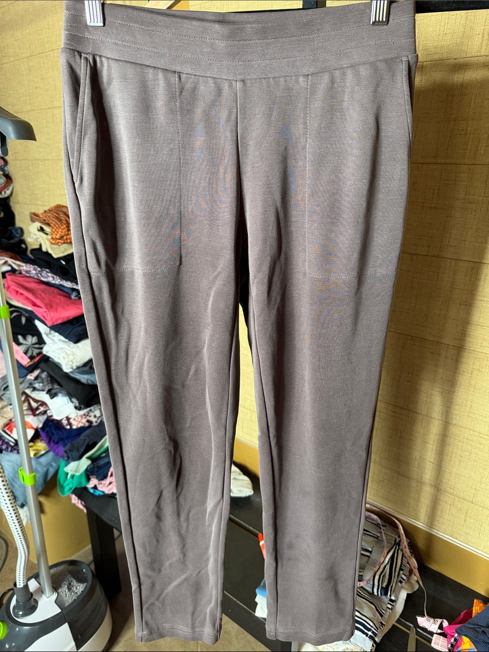 Pure Jill Eggplant Purple TENCEL Modal Slim Leg Knit Pants XSP Like New - Picture 2 of 7